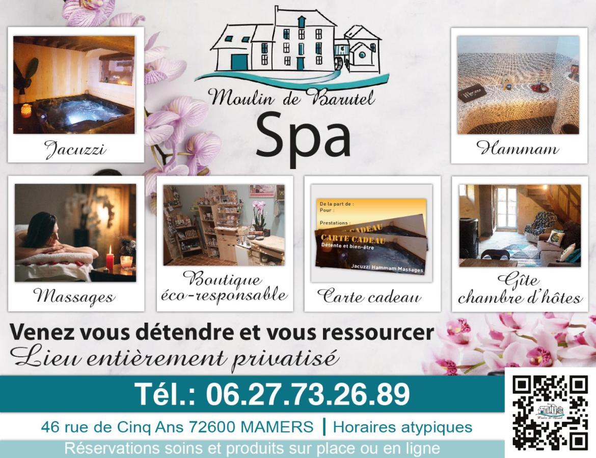 Gite Du Moulin De Barutel Mamers,Avec Spa Et Hammam Sur Reservation Payant Eksteriør billede